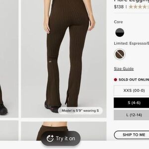 ALO Yoga High Waisted Pinstripe Zip It Flare Women’s Leggings - espresso x black